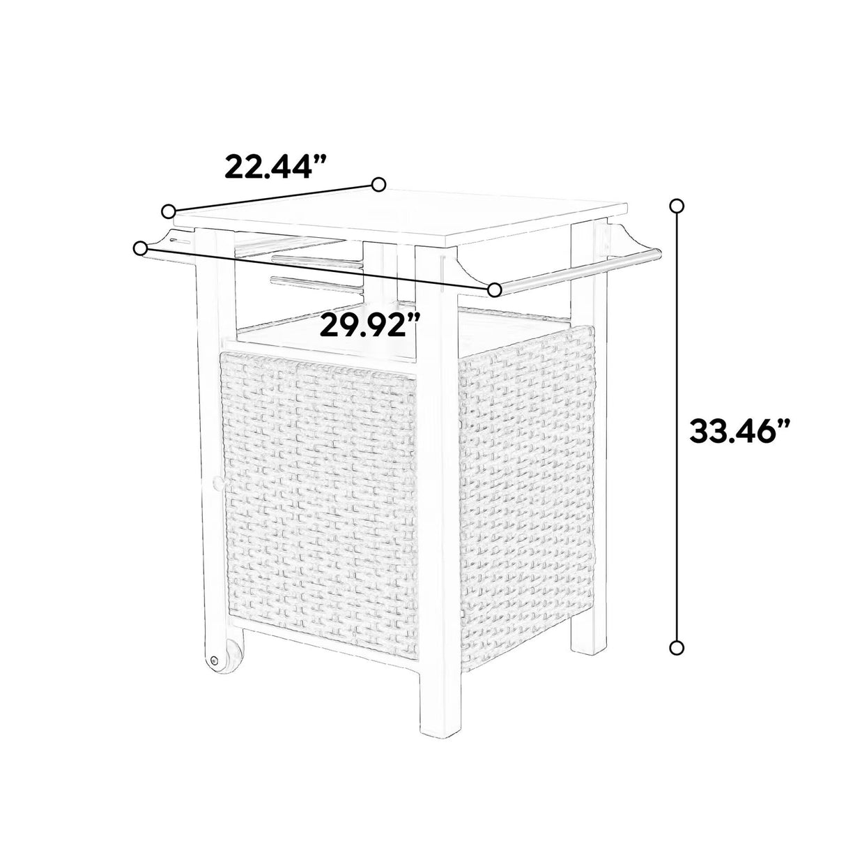 Single Door Outdoor Bar Cart with Stainless Steel Tabletop