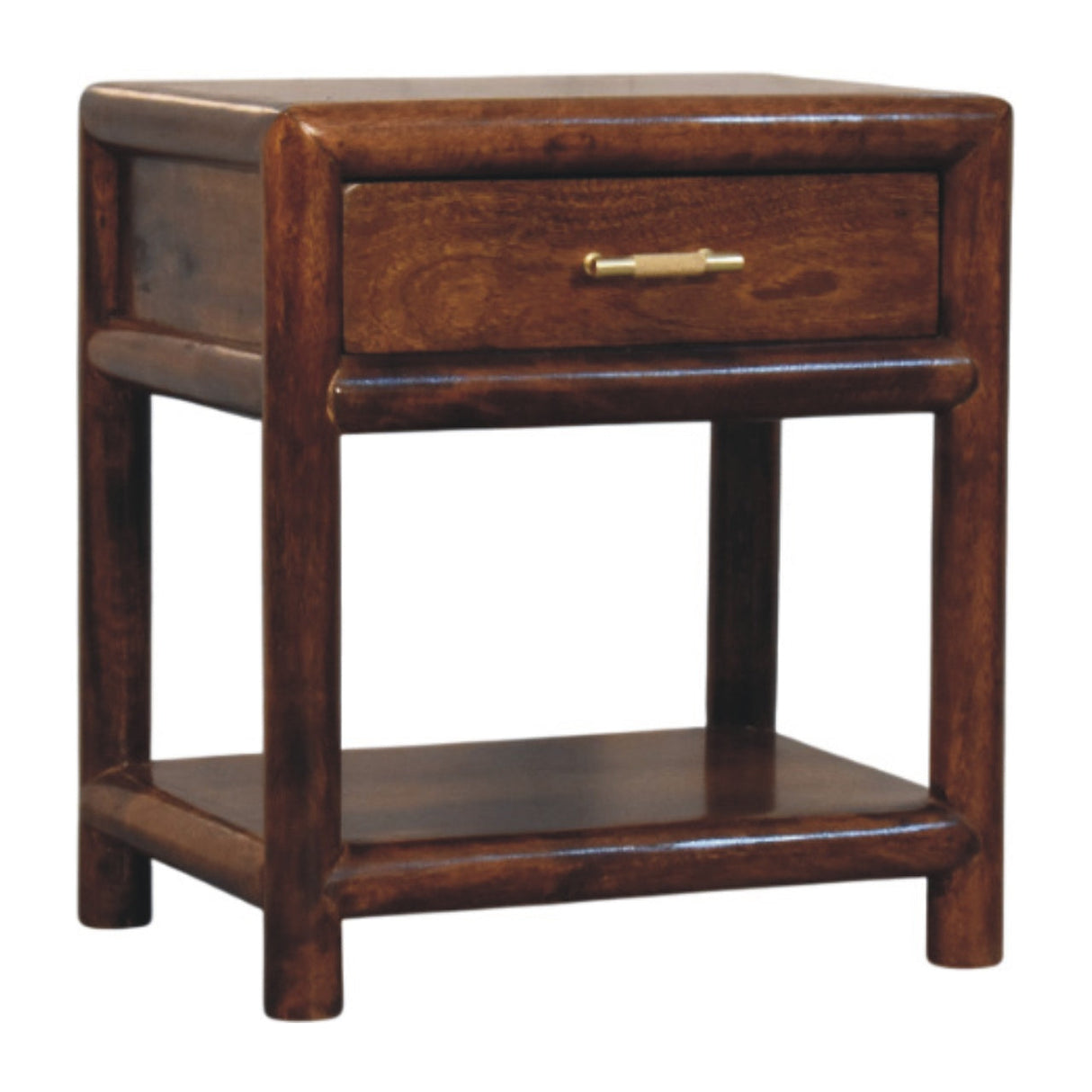 Solid Wood Regency Chestnut Nightstand, 1-Drawer, 1 Open-Slot