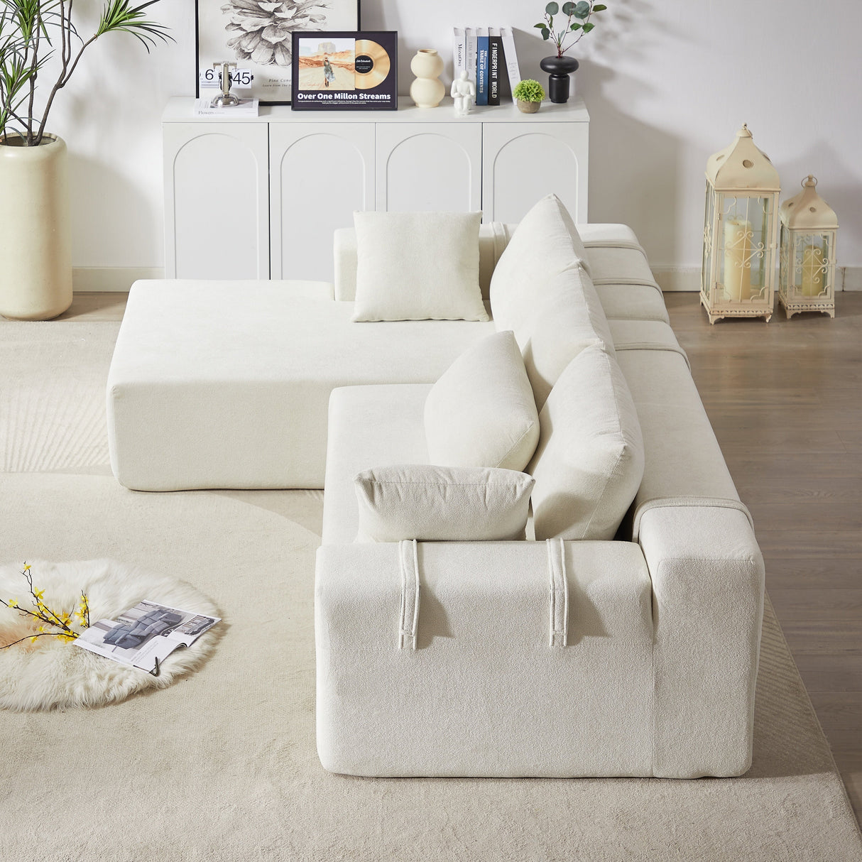 Modern Chenille Upholstered Sectional Sofa Couch Set