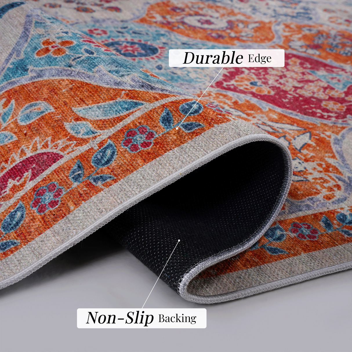 Naar Washable Area Rugs, Low-Pile, Non-Slip, Non-Shedding, Foldable, Kid & Pet Friendly