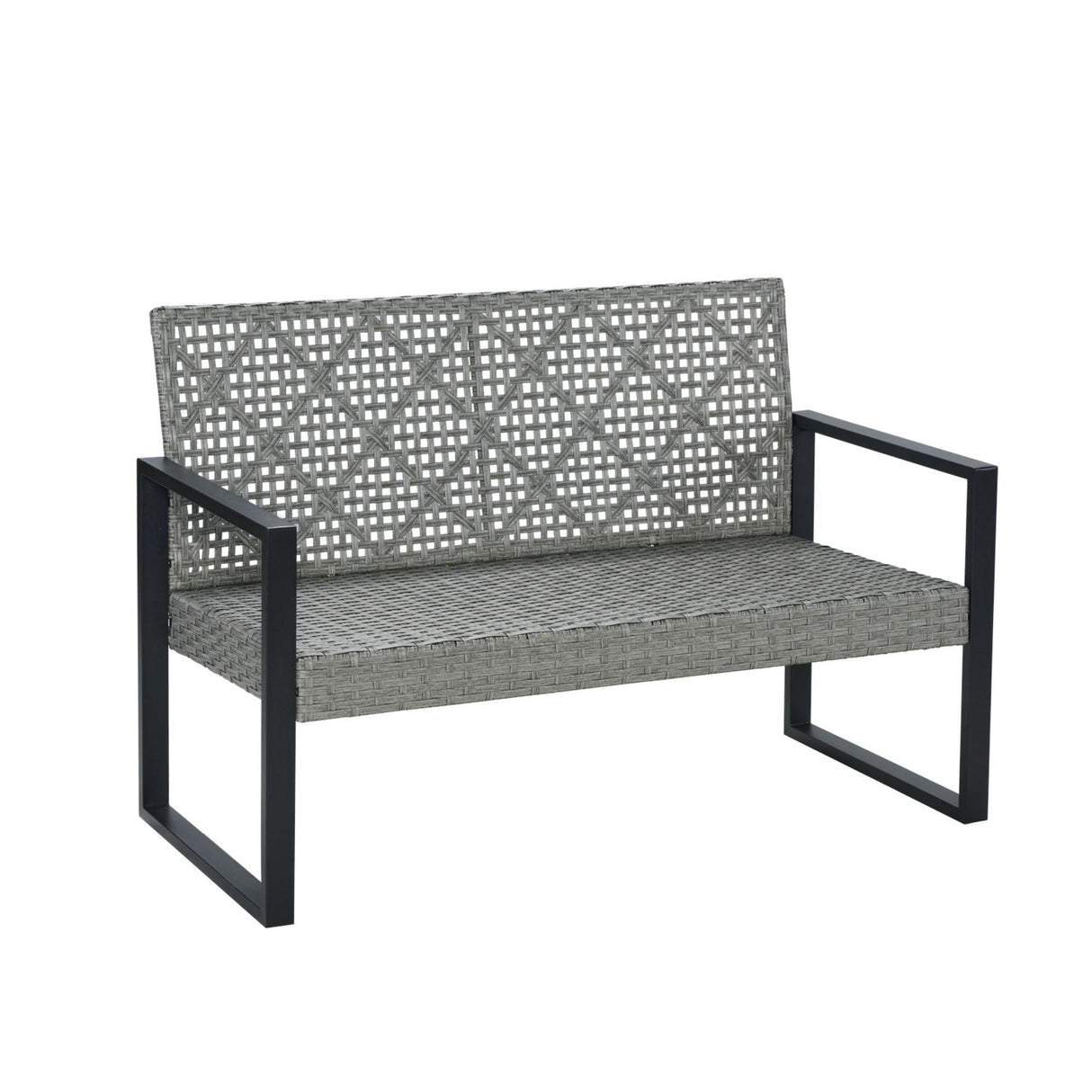4 Piece Patio Furniture Set With Acacia Wood Table Top And Cushions