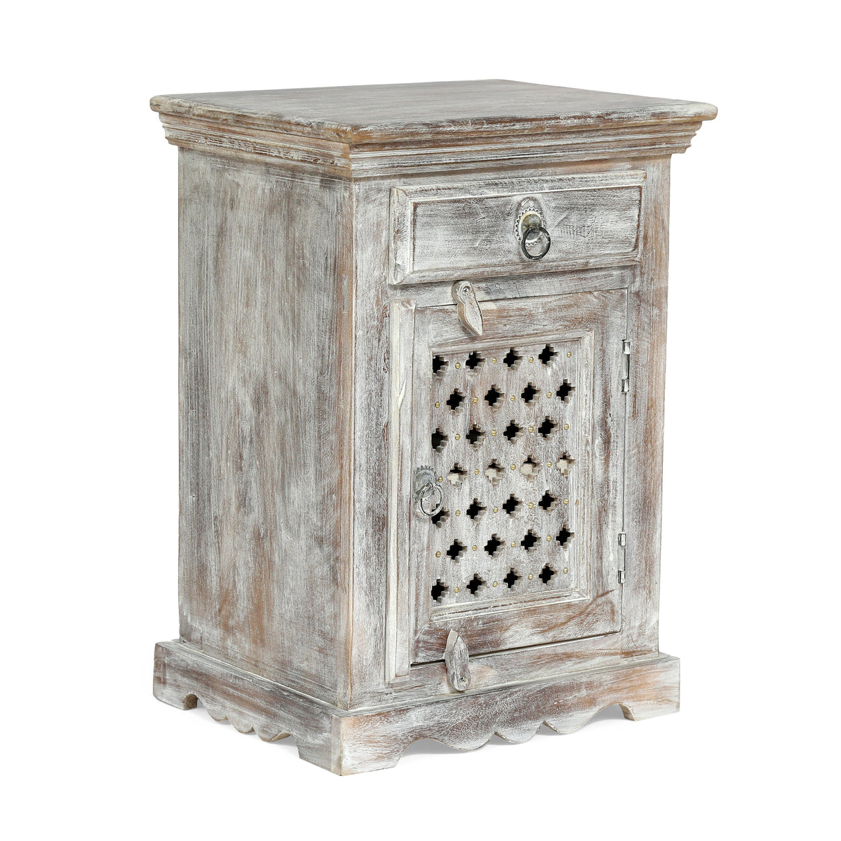 Wooden Nightstand With 1 Drawer 1 Door