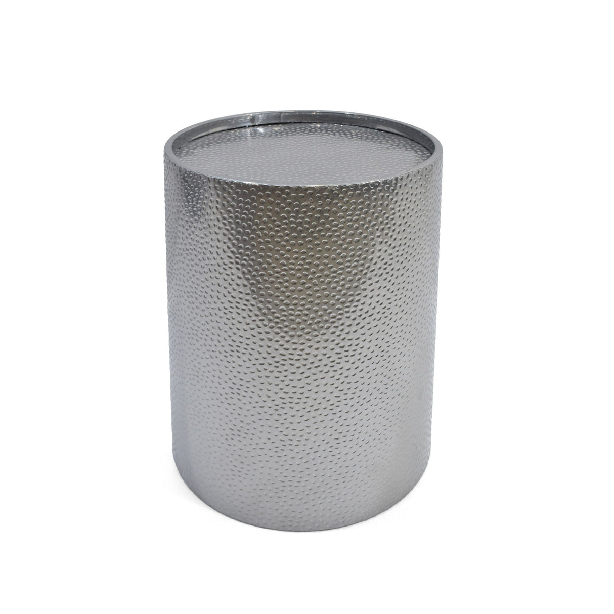 Modern Round Accent Table With Hammered Surface