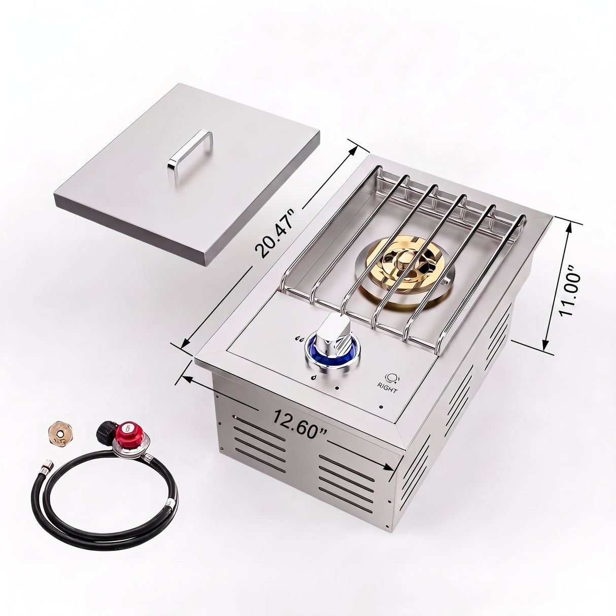 Single Grilling Side Burner, 17,000BTU Liquid Propane