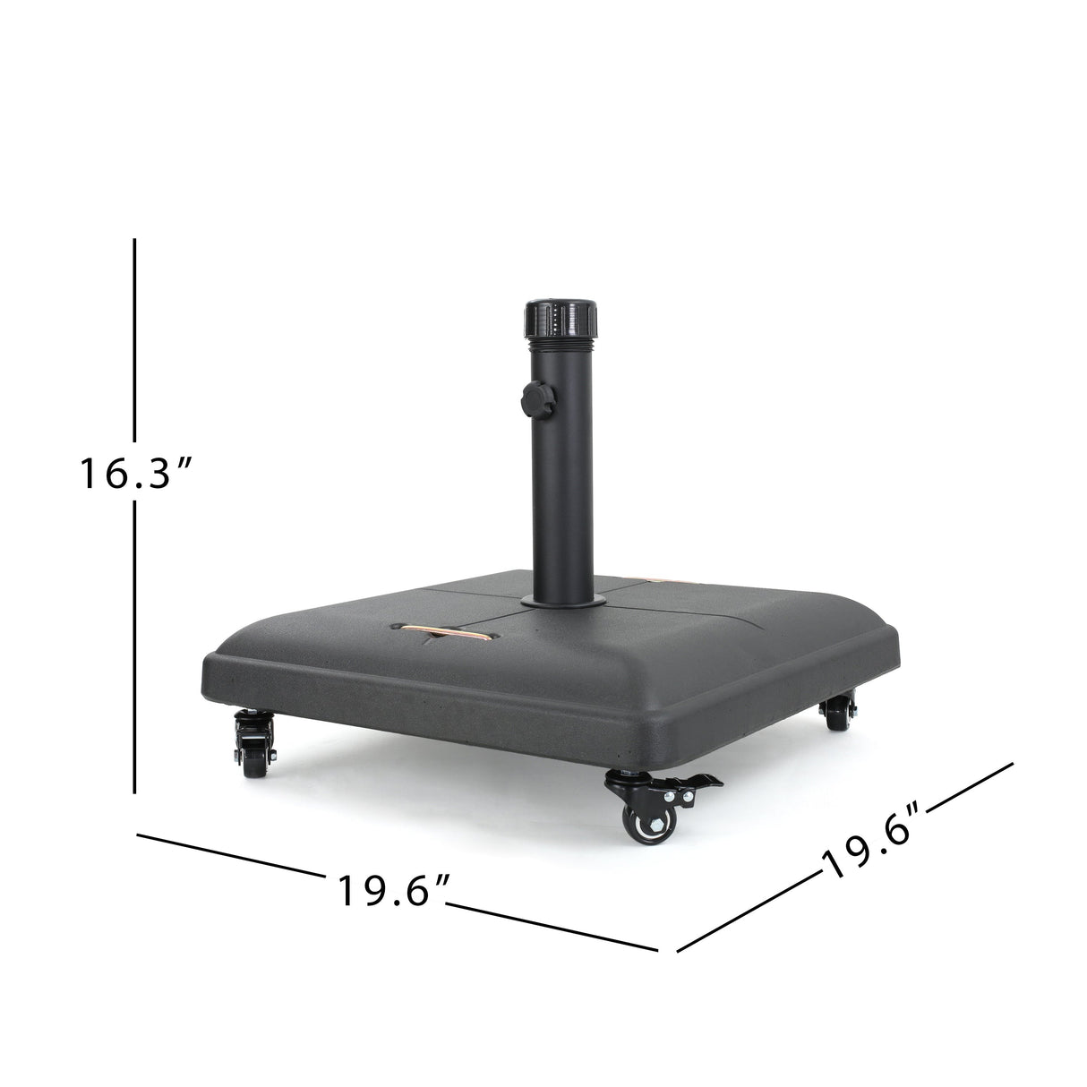 Modern Square Wheelie Umbrella Base Black Concrete 19.69 Inch