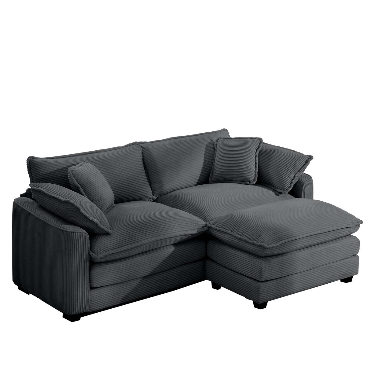 Modern Oversized Modular Cushion Sofa With Ottoman, Low Back, Deep Seating Sofa Set