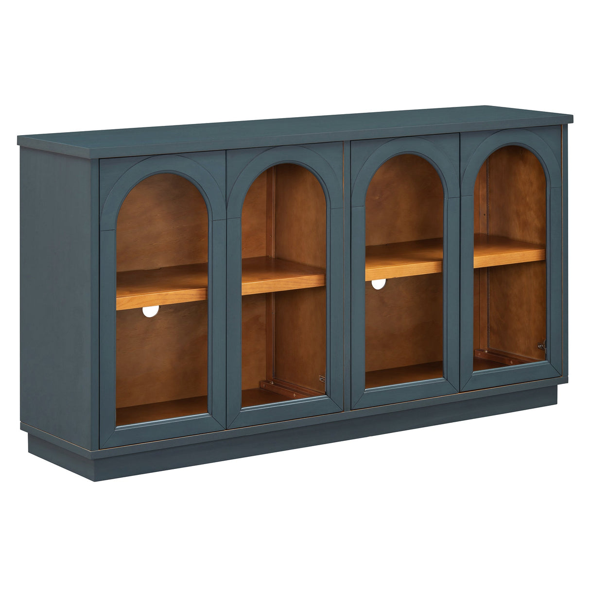 Arched Storage Cabinet with Glass Doors