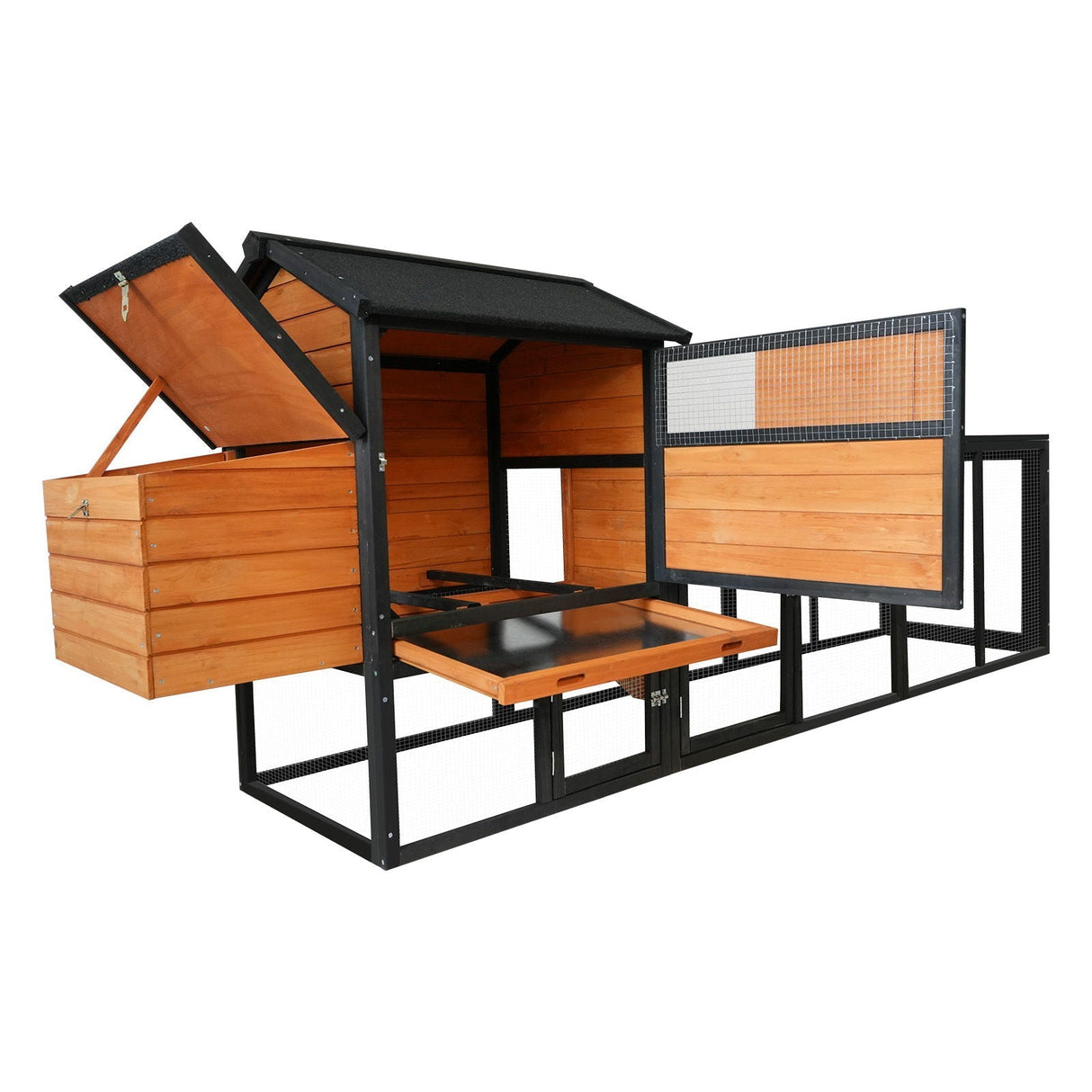 Chicken Coop With Run And Nesting Box, Large Outdoor Hen House For Backyard