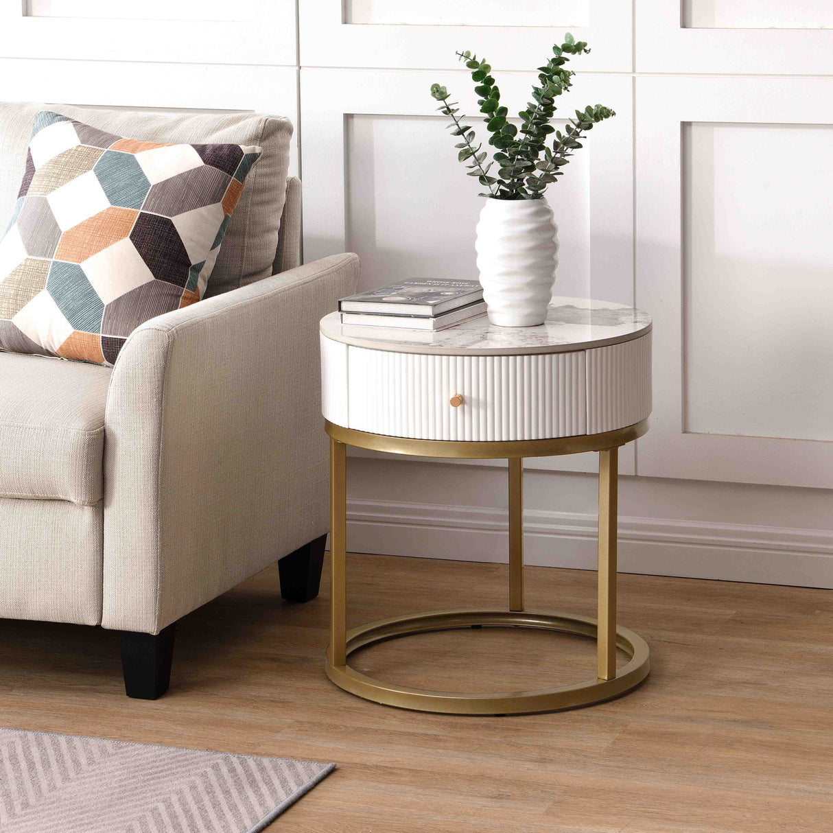 Modern Round Table With Drawers