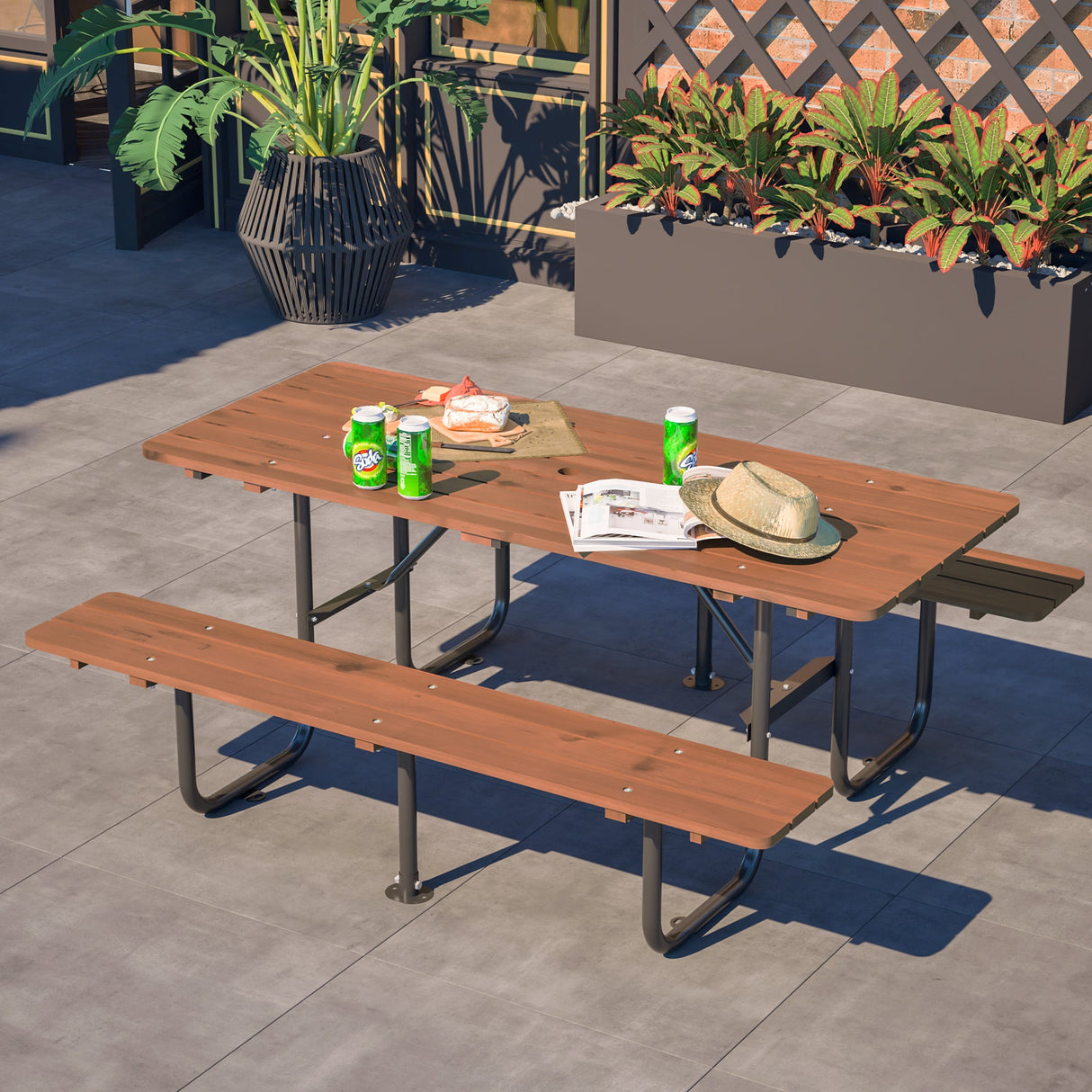 72" Rectangular Outdoor Picnic Table for 6 Person