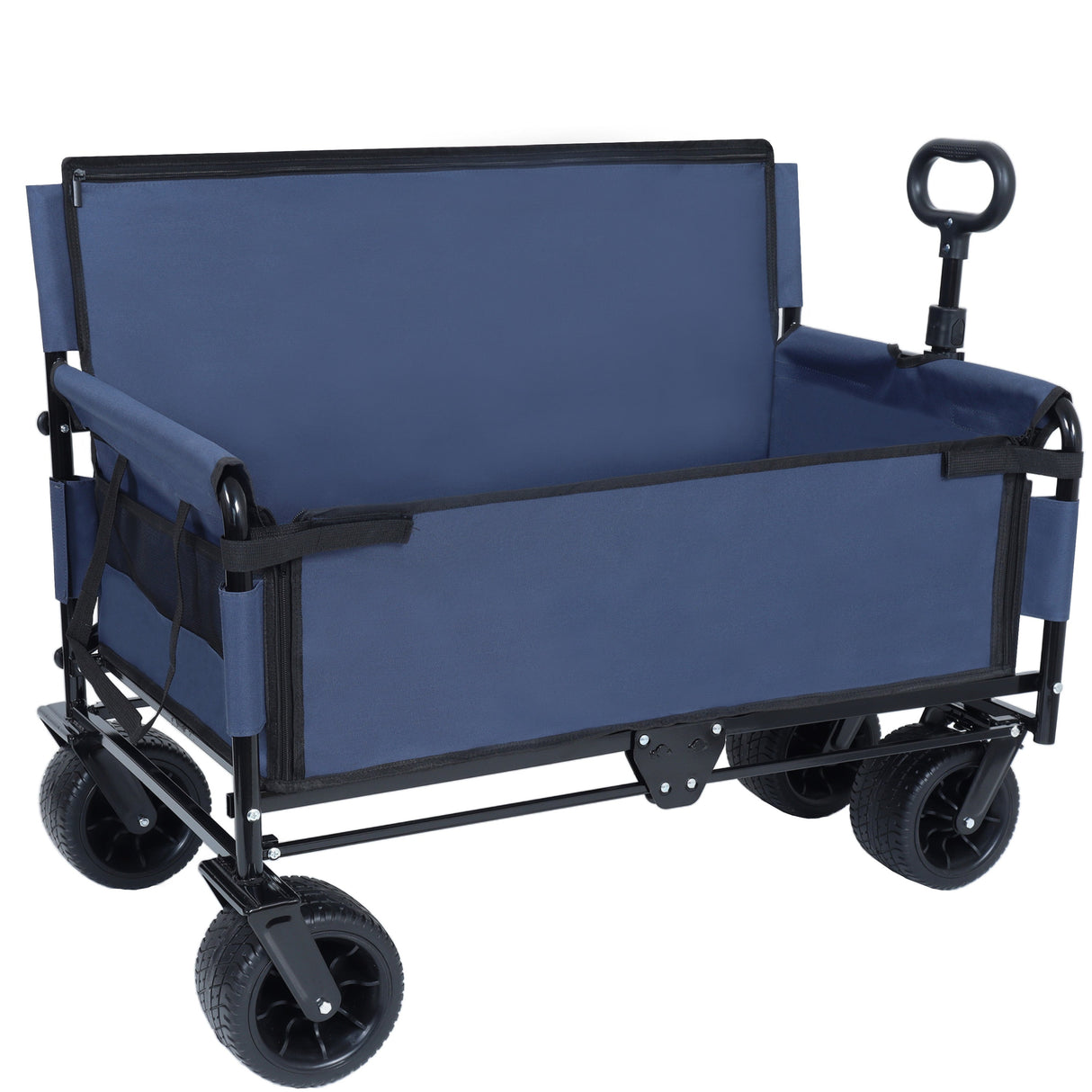 3-in-1 Convertible Folding Wagon Cart with Bench Seat & Storage