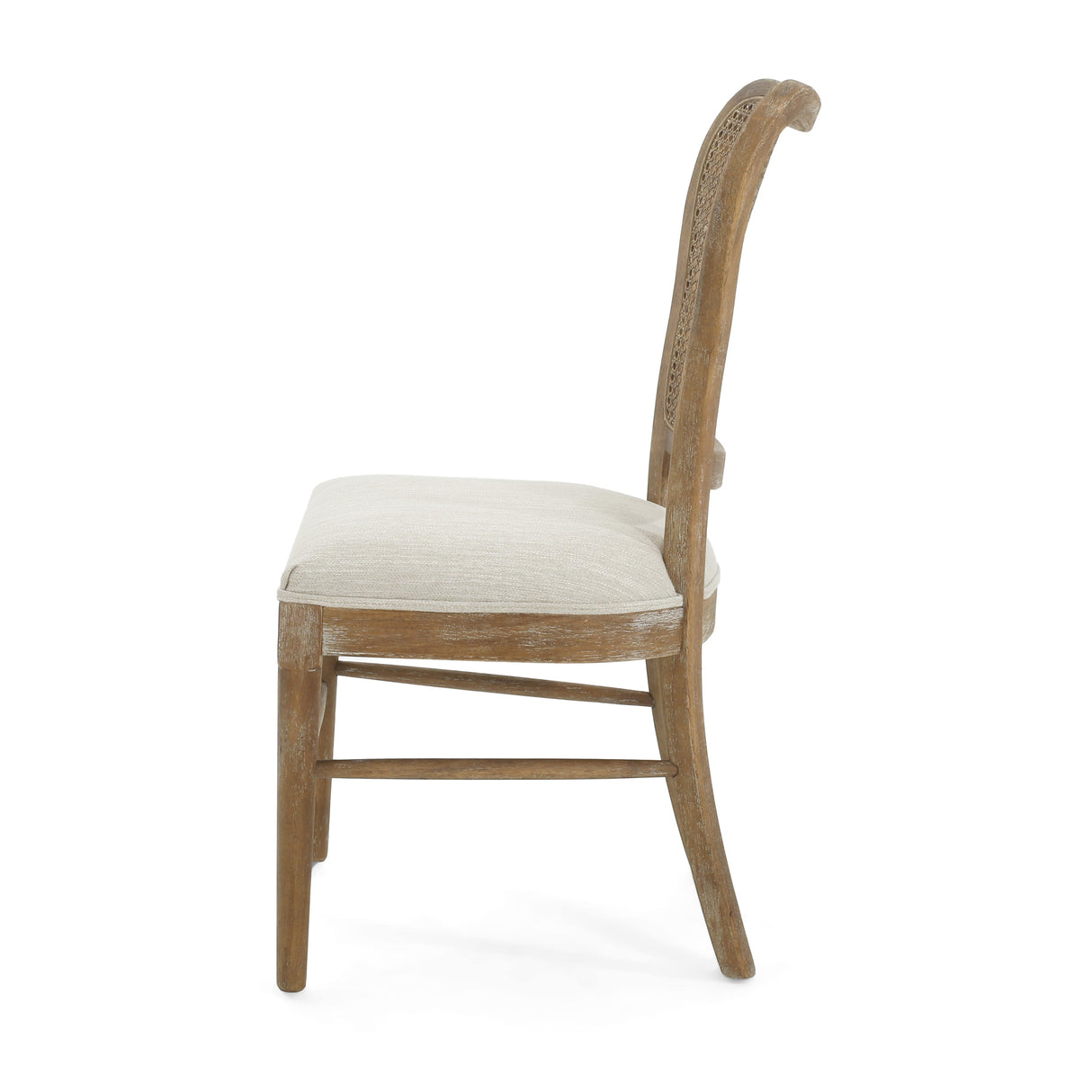 Wood and Woven Cane Dining Chairs, Set of 2