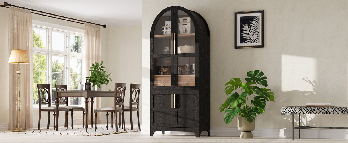 K&K 71" Tall Arched Kitchen Pantry Cabinet
