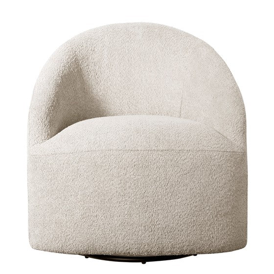 Upholstered Swivel Chair with Sloped Arms and Metal Base