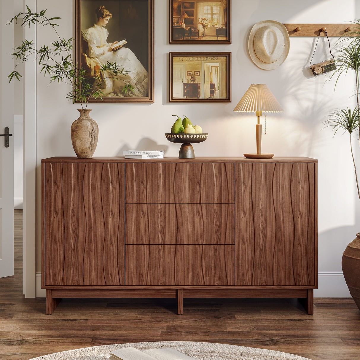 59.1" Buffet Sideboard with 2 Doors and 3 Drawers
