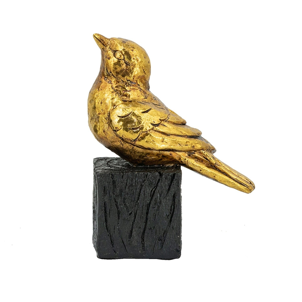 4.5x2.5x6' Gold Resin Songbird Sculpture on Black Faux Branch