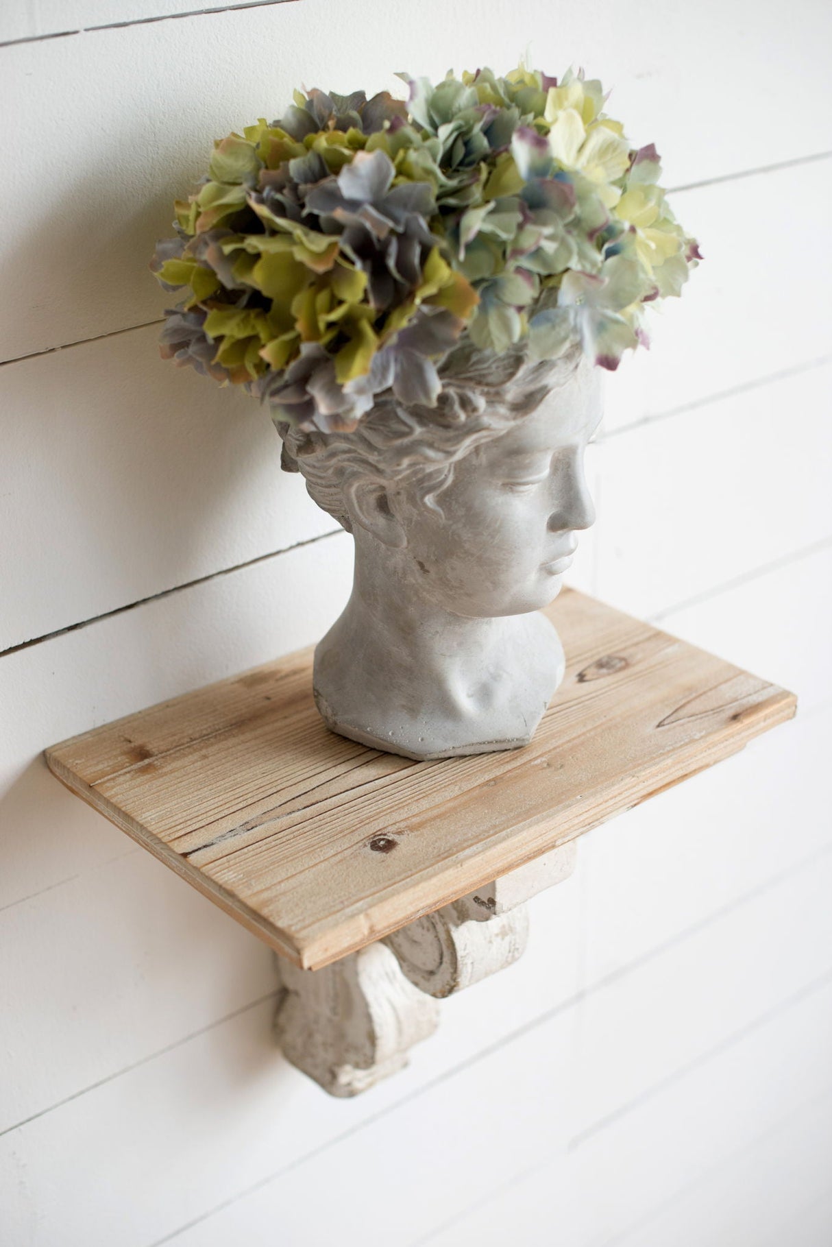 Greek Style Cement Head Planter Indoor Outdoor Home Garden Decor - Gray
