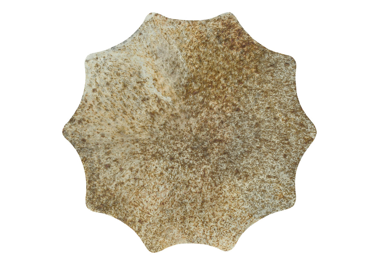 Artifact End Table with Scalloped Design and Hammered Texture