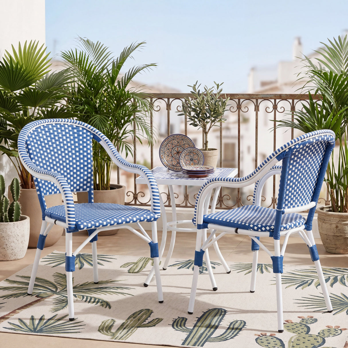 Outdoor Bistro Chairs with Aluminum Frame, Set of 2