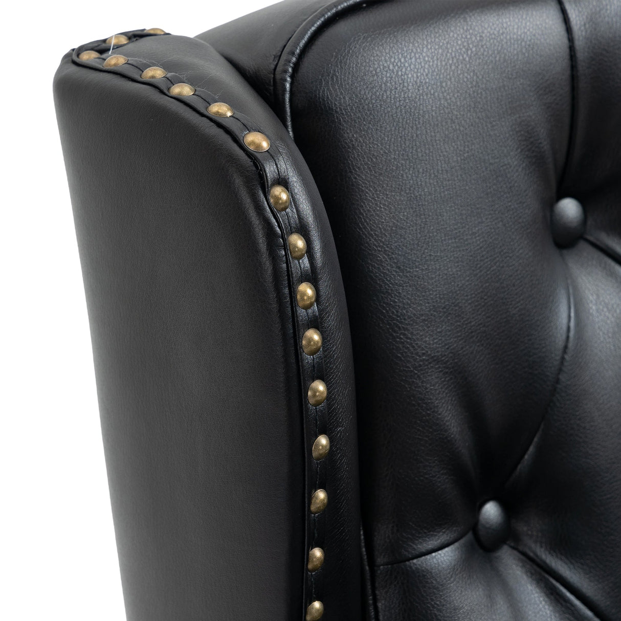 Modern Accent Armchair with Black PU Leather and Wood Legs