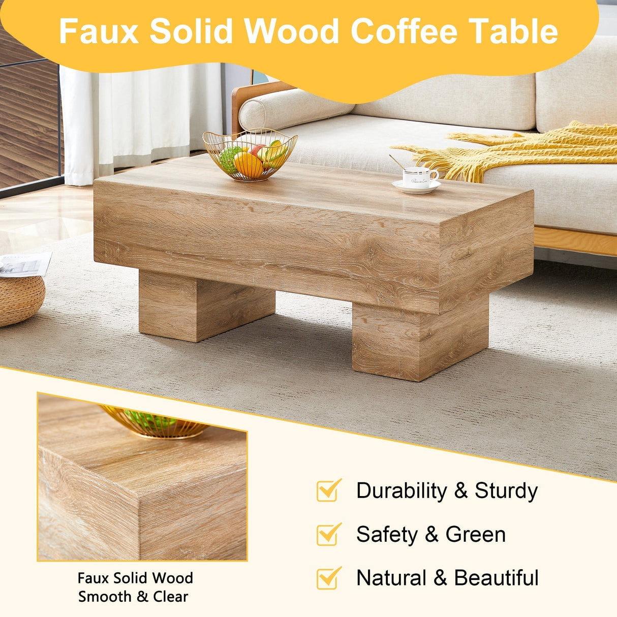 Modern Simple Light Wood Texture Coffee Table
