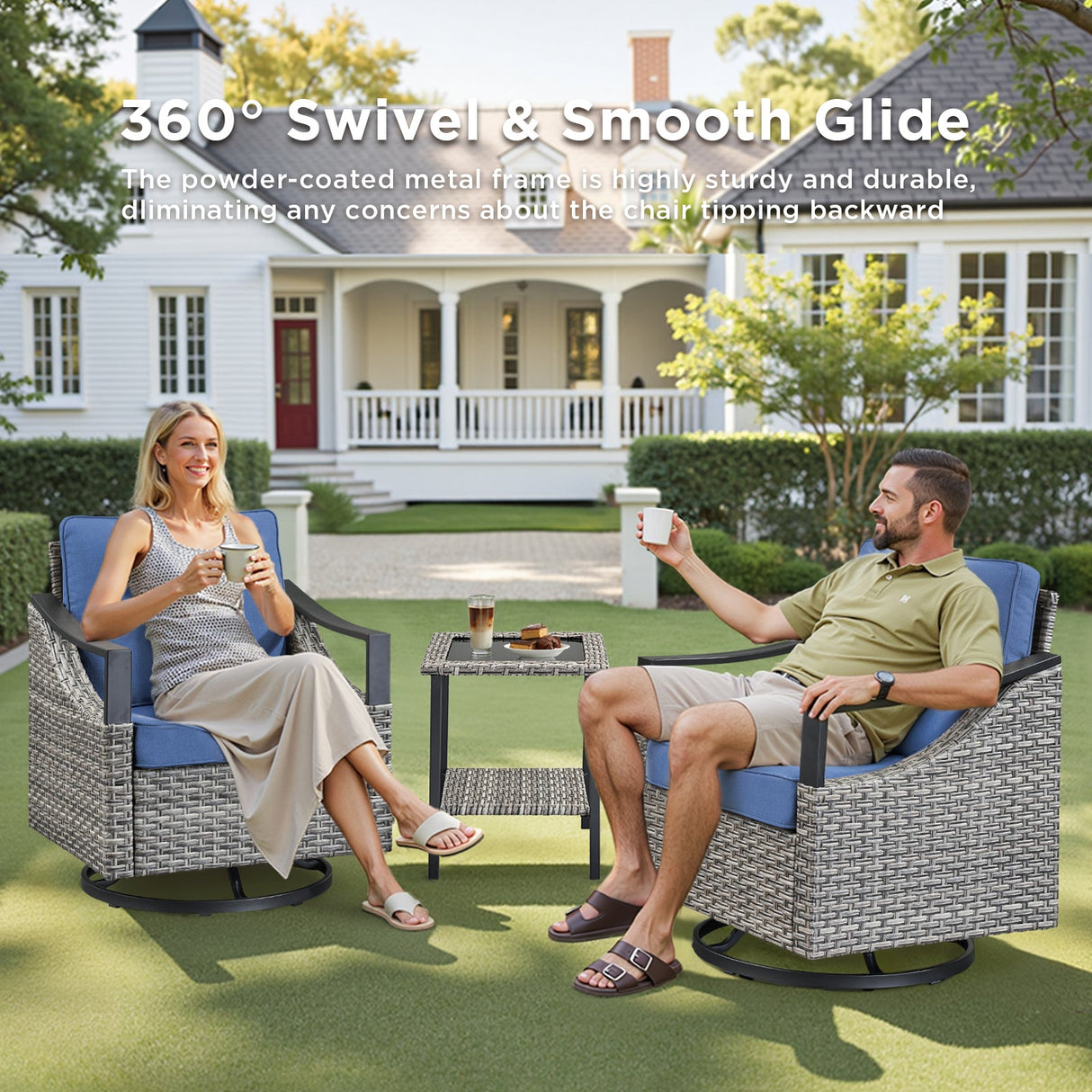 Outdoor Swivel Rocking Glider Chairs Set of 2