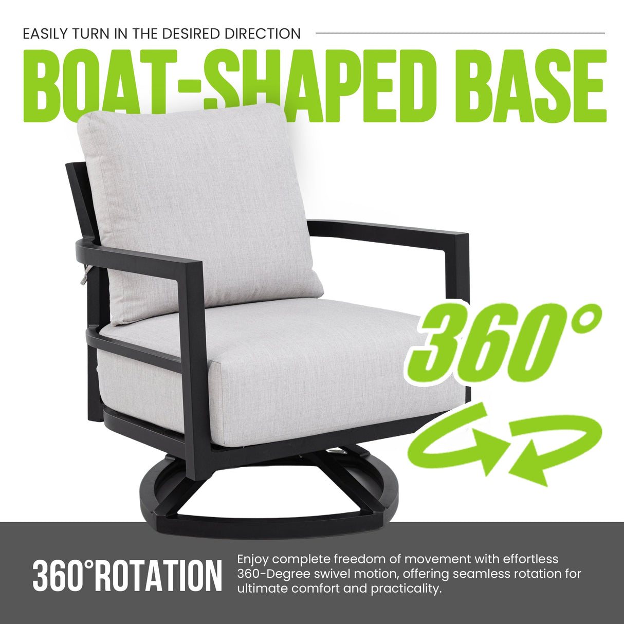 6PC Outdoor Conversation Set with Swivel Club Chairs