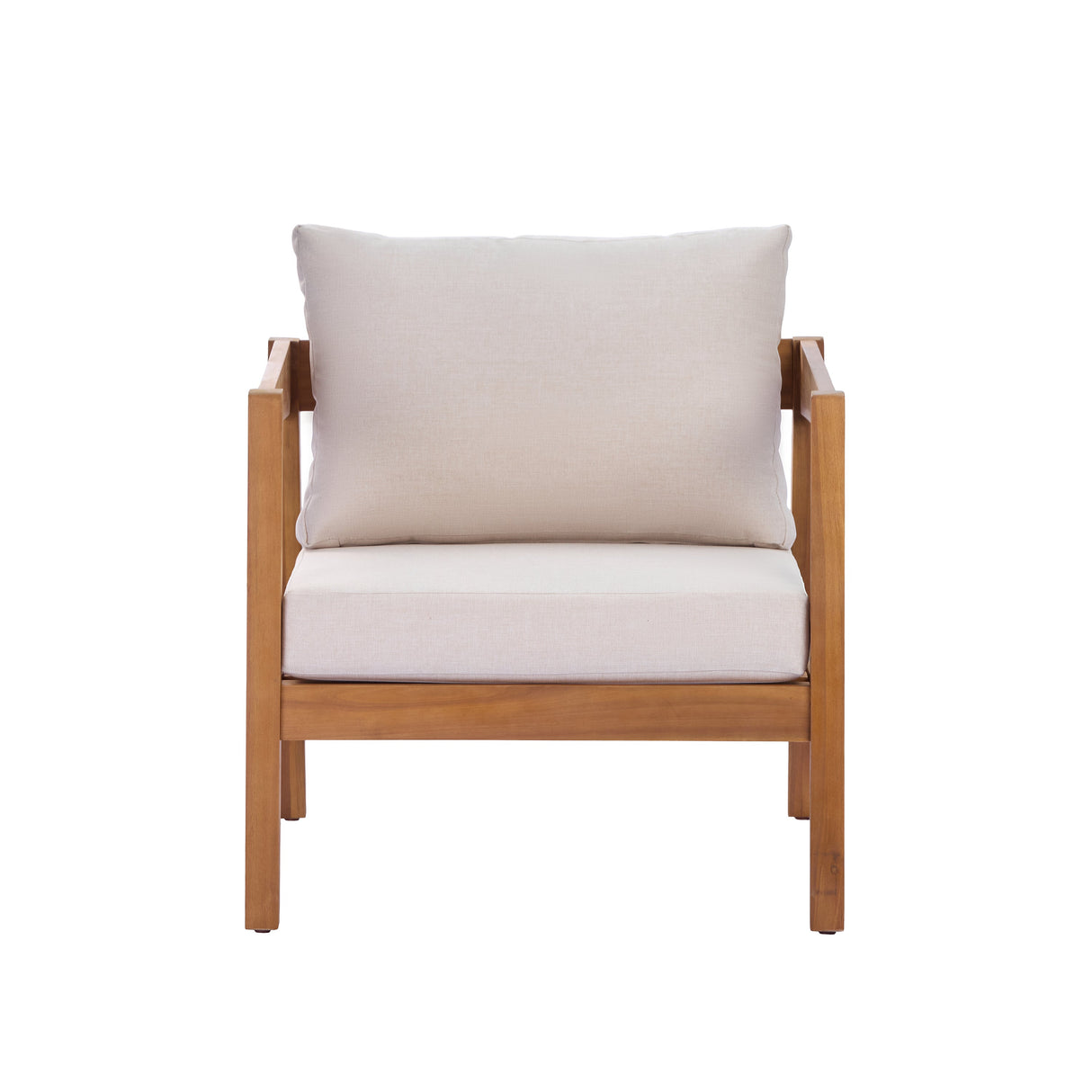 4 Piece Acacia Wood Patio Furniture Set with Soft Cushions