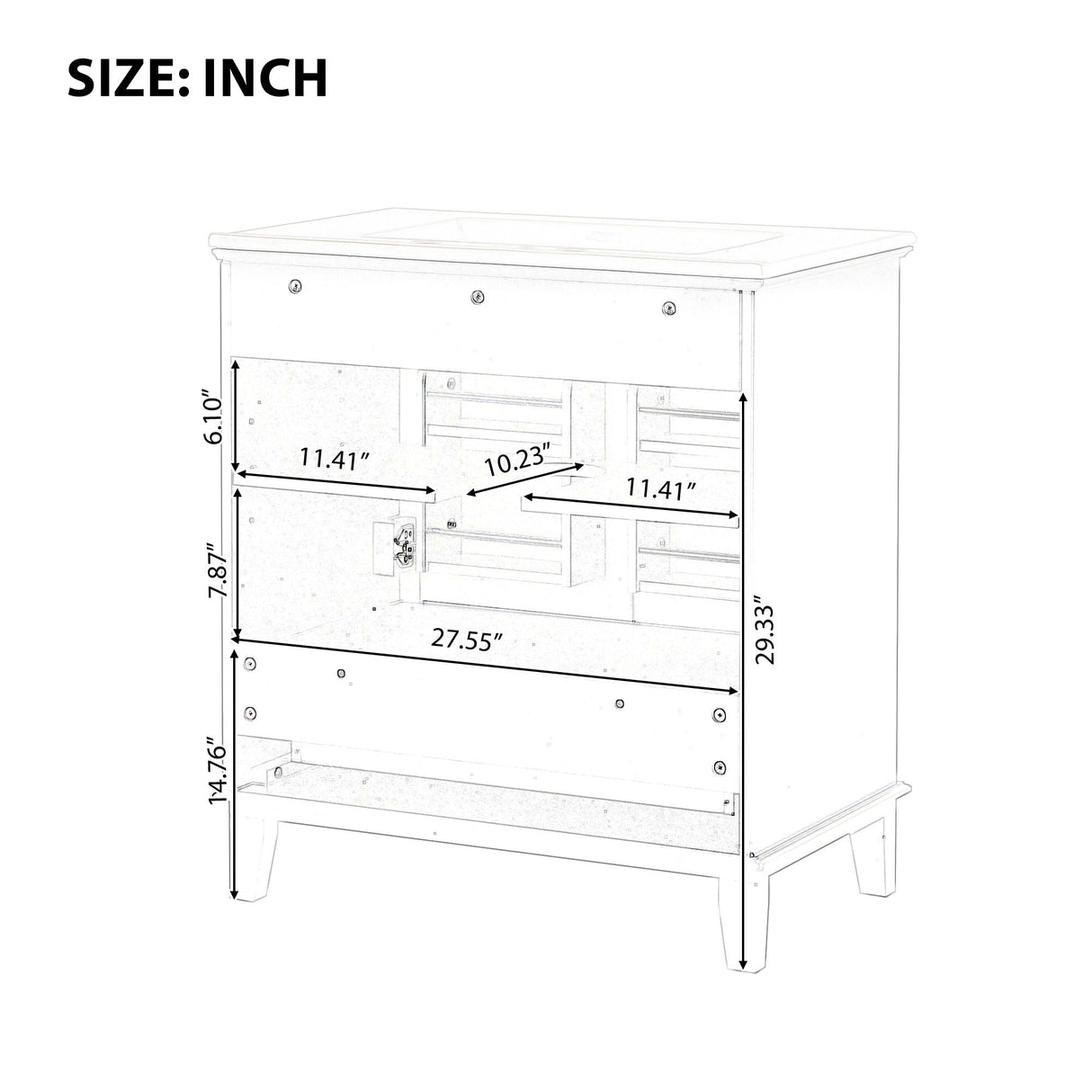 30" Bathroom Vanity With Sink Combo, Multi Functional Bathroom Cabinet With Doors And Drawer - Black