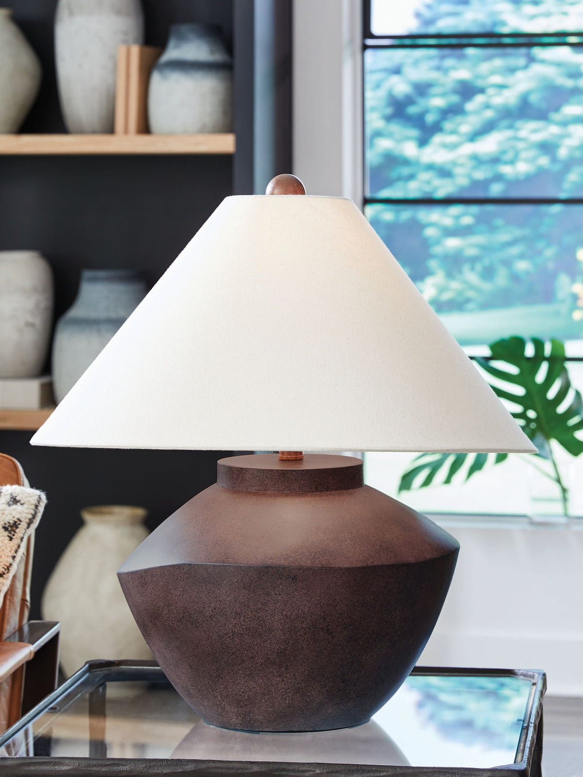 Honsworth - Poly Table Lamp - Antique Brown