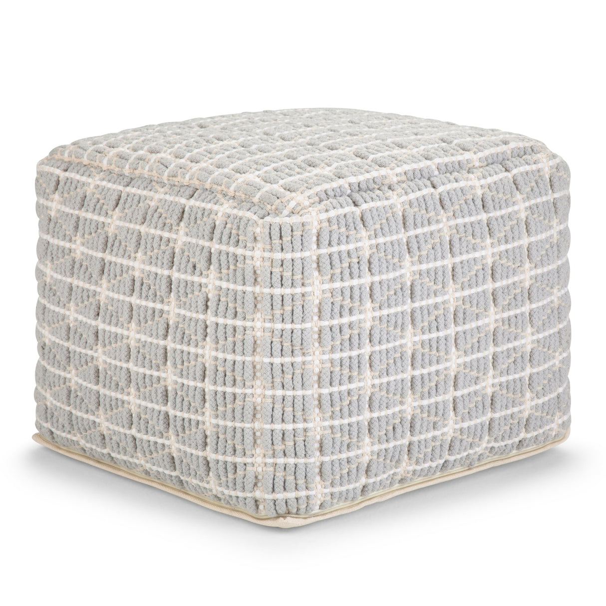 Noreen Square Pouf Light Blue White