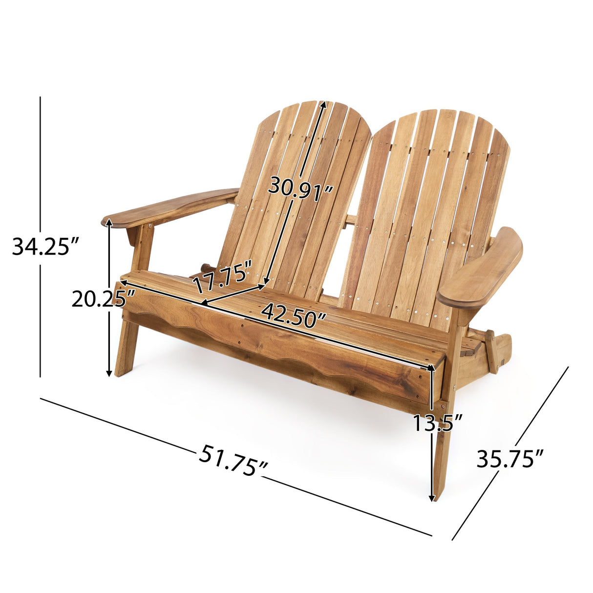 Outdoor Adirondack Rocking Loveseat with Hand Crafted Details