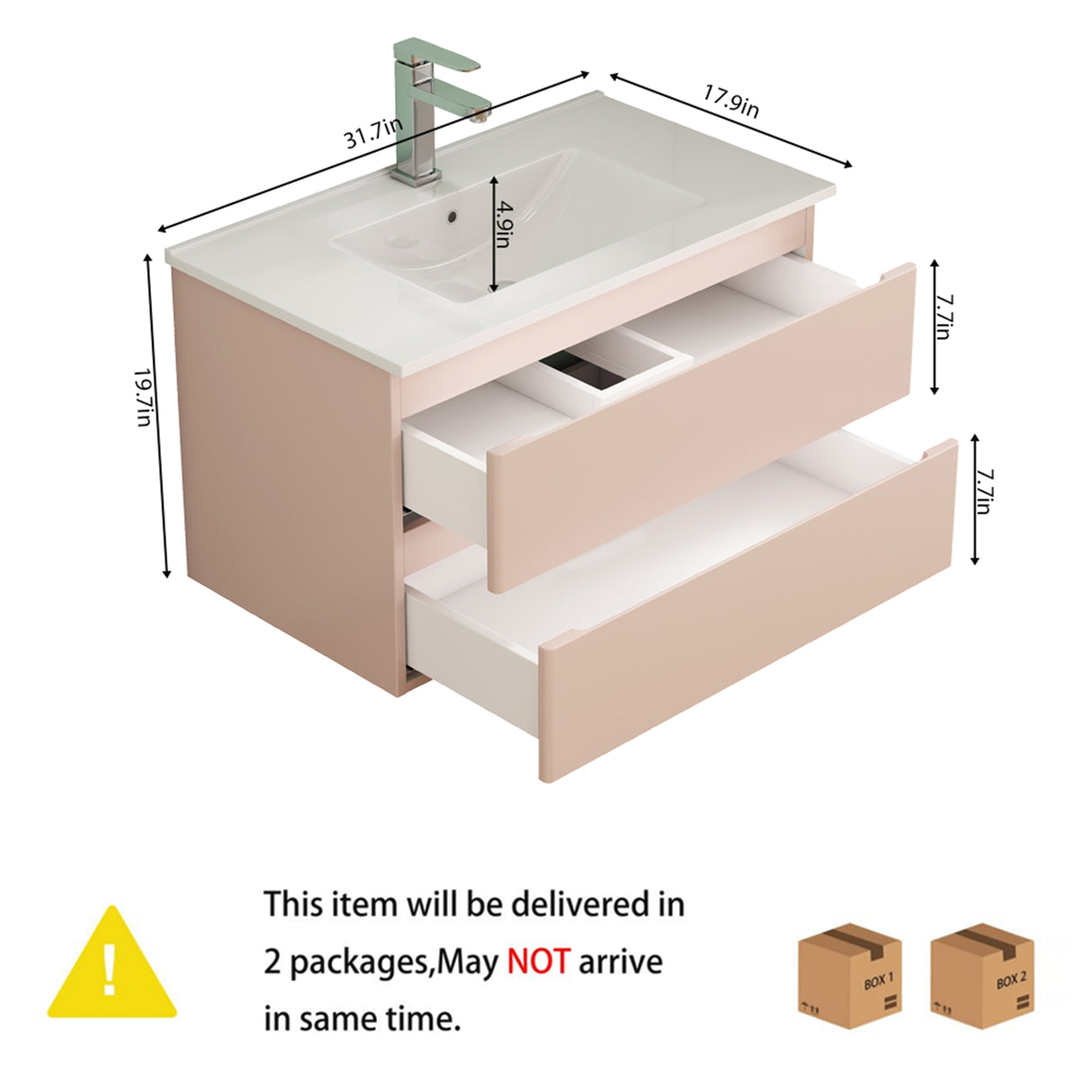 32-Inch Wall-Mounted Bathroom Vanity With Sink Combo
