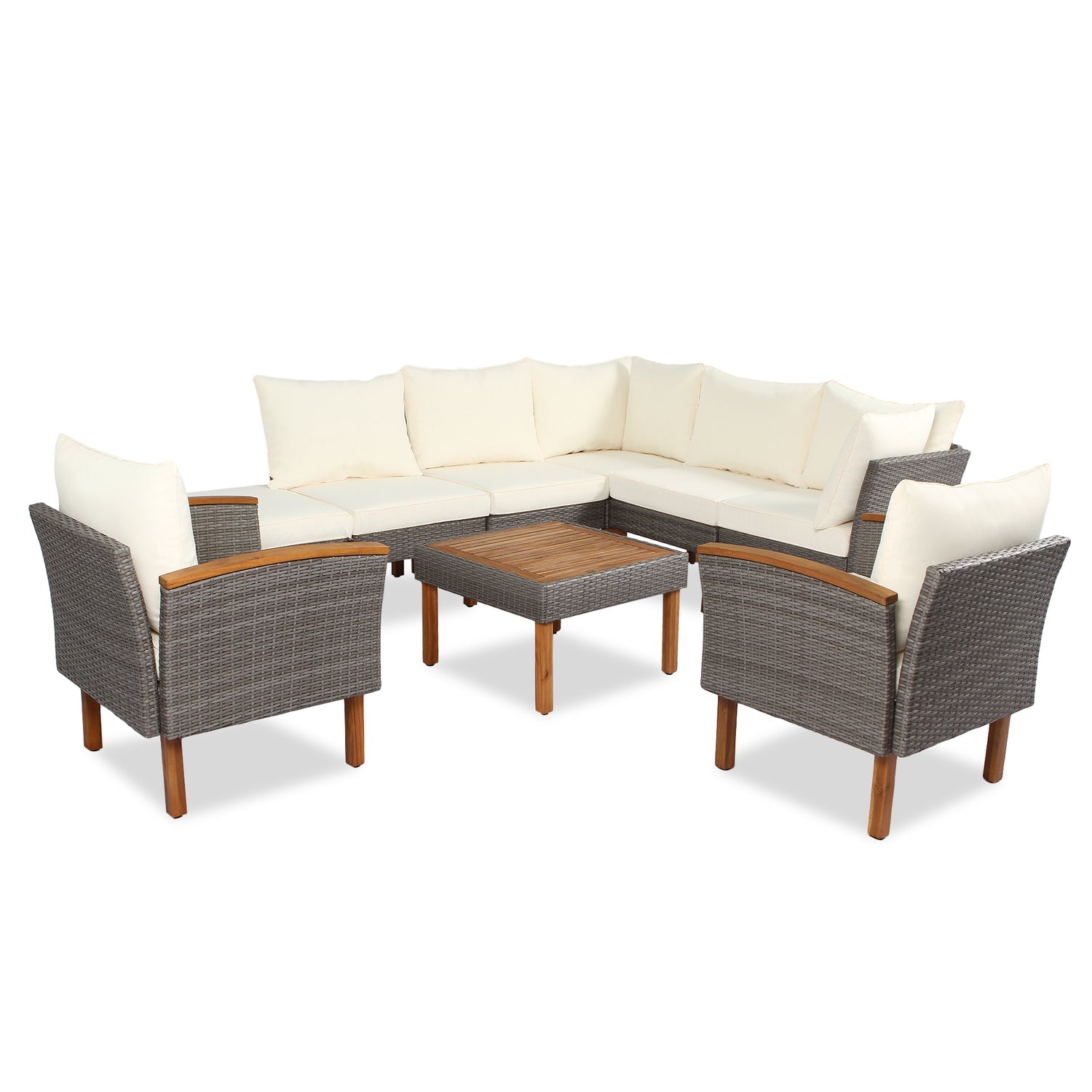 9-Piece Ergonomic Wicker Patio Lounge Set