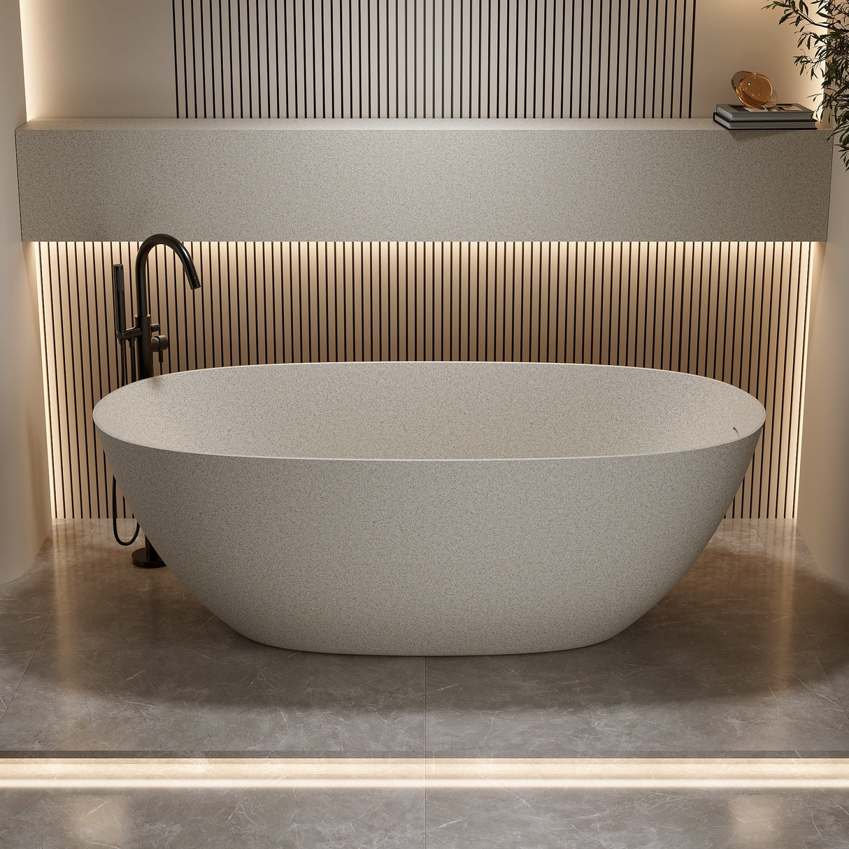 61'' Freestanding Bathtub with Overflow and Pop-up Drain