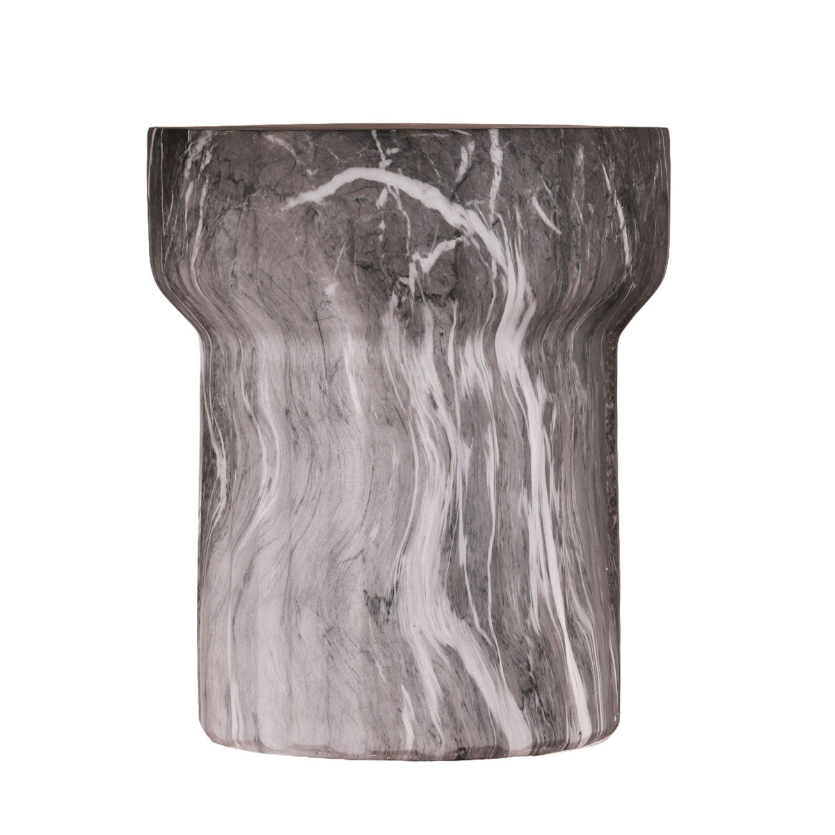 Round Geometric Outdoor End Table - Marble