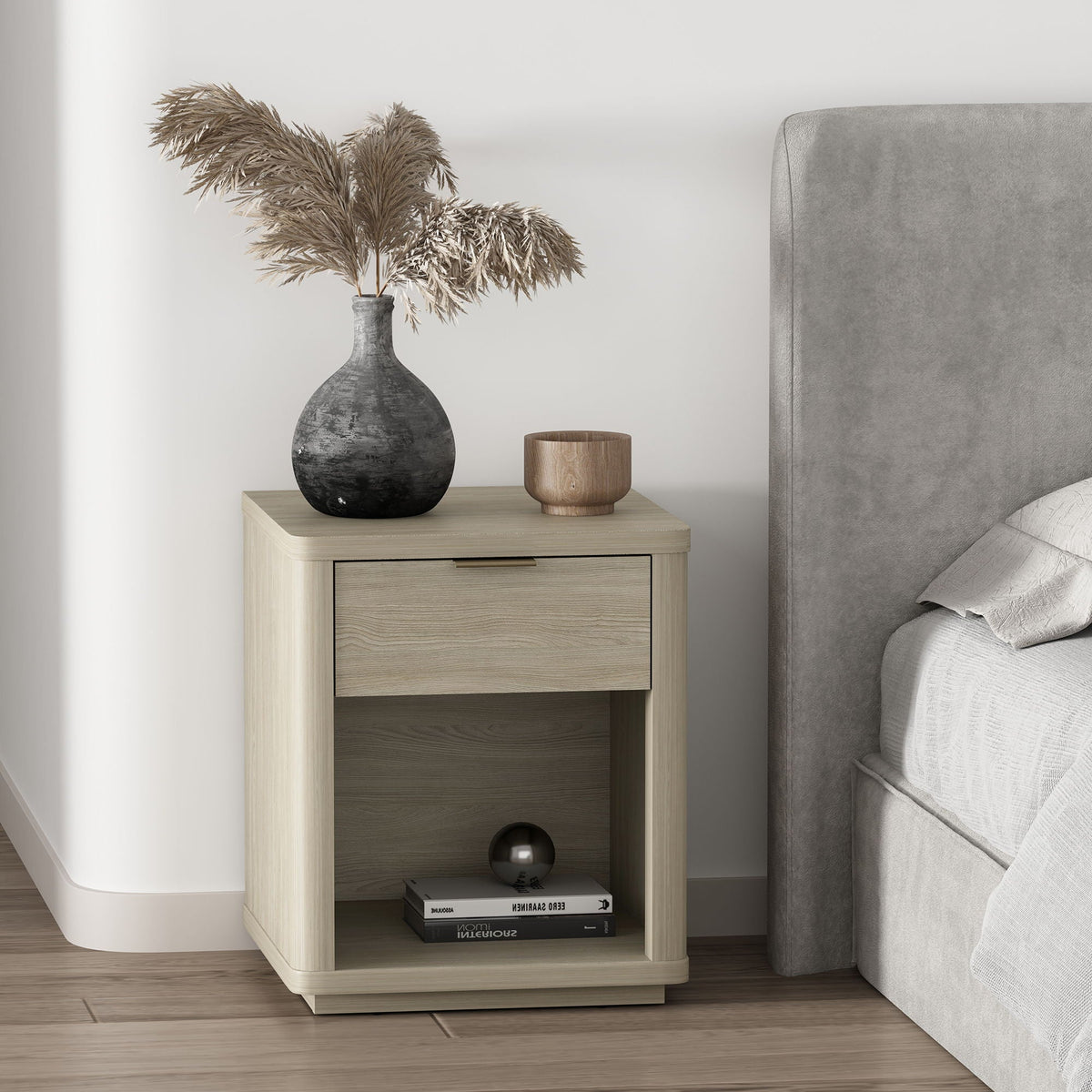 Evelyn - Nightstand With 1 Drawer And Open Shelf