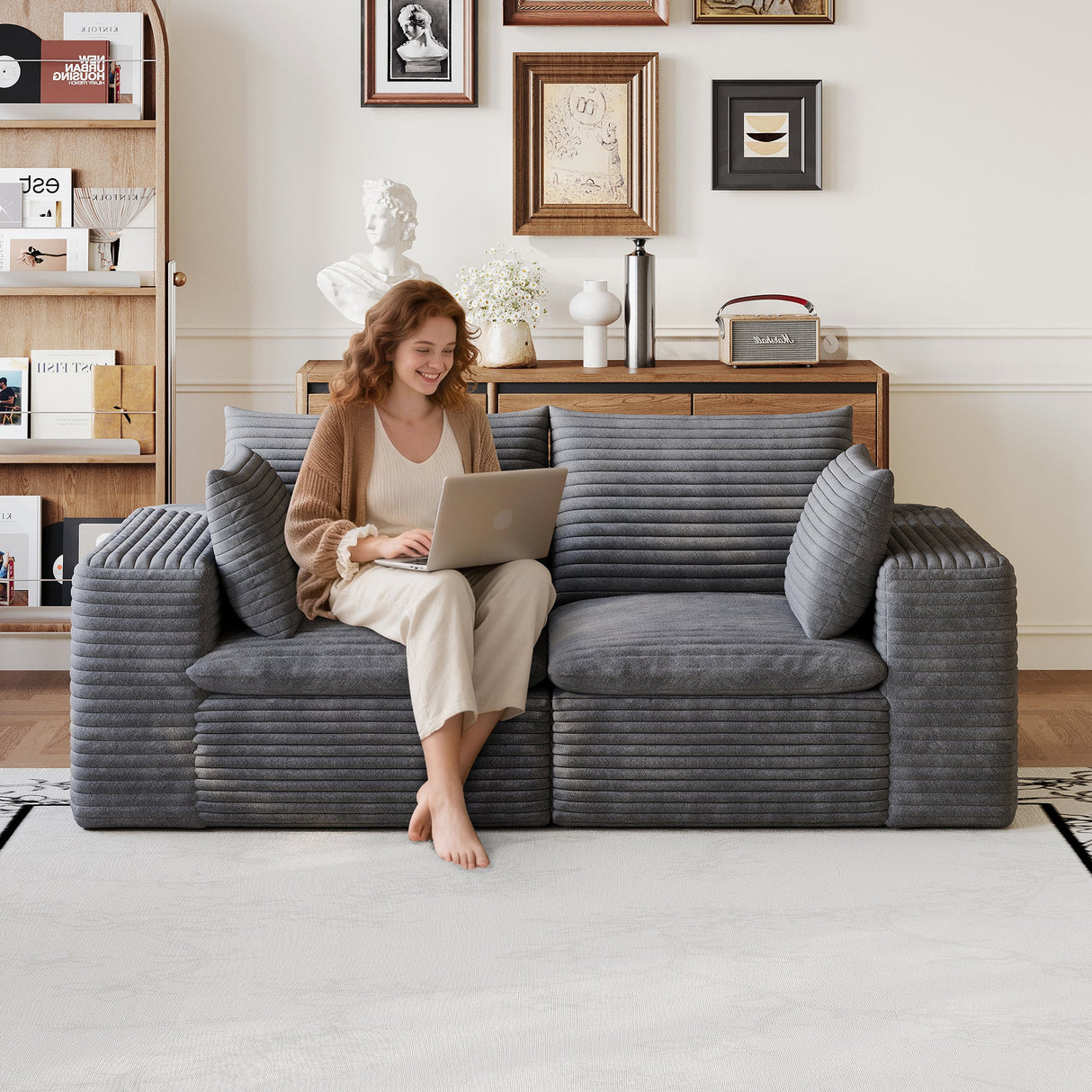 71" Cloud Sofa in Corduroy Fabric