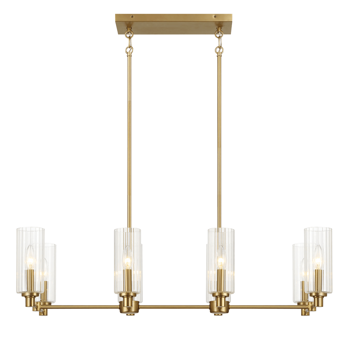 Willow Eight Lights Island Pendant Lamp - Satin Brass