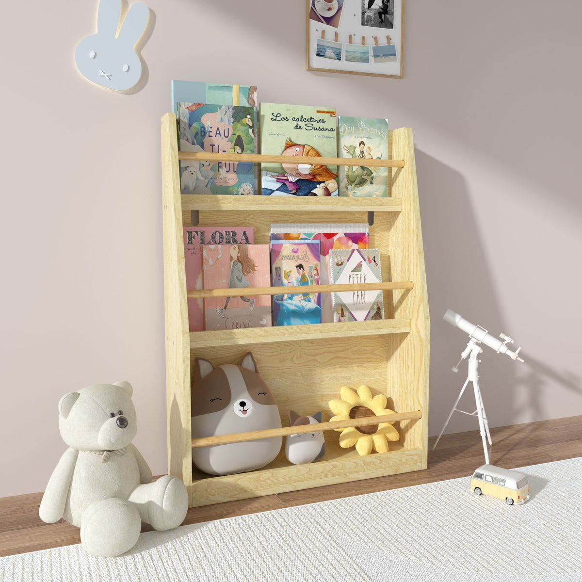 3 Tier Book Shelf with Compact Storage - Multiple Colors