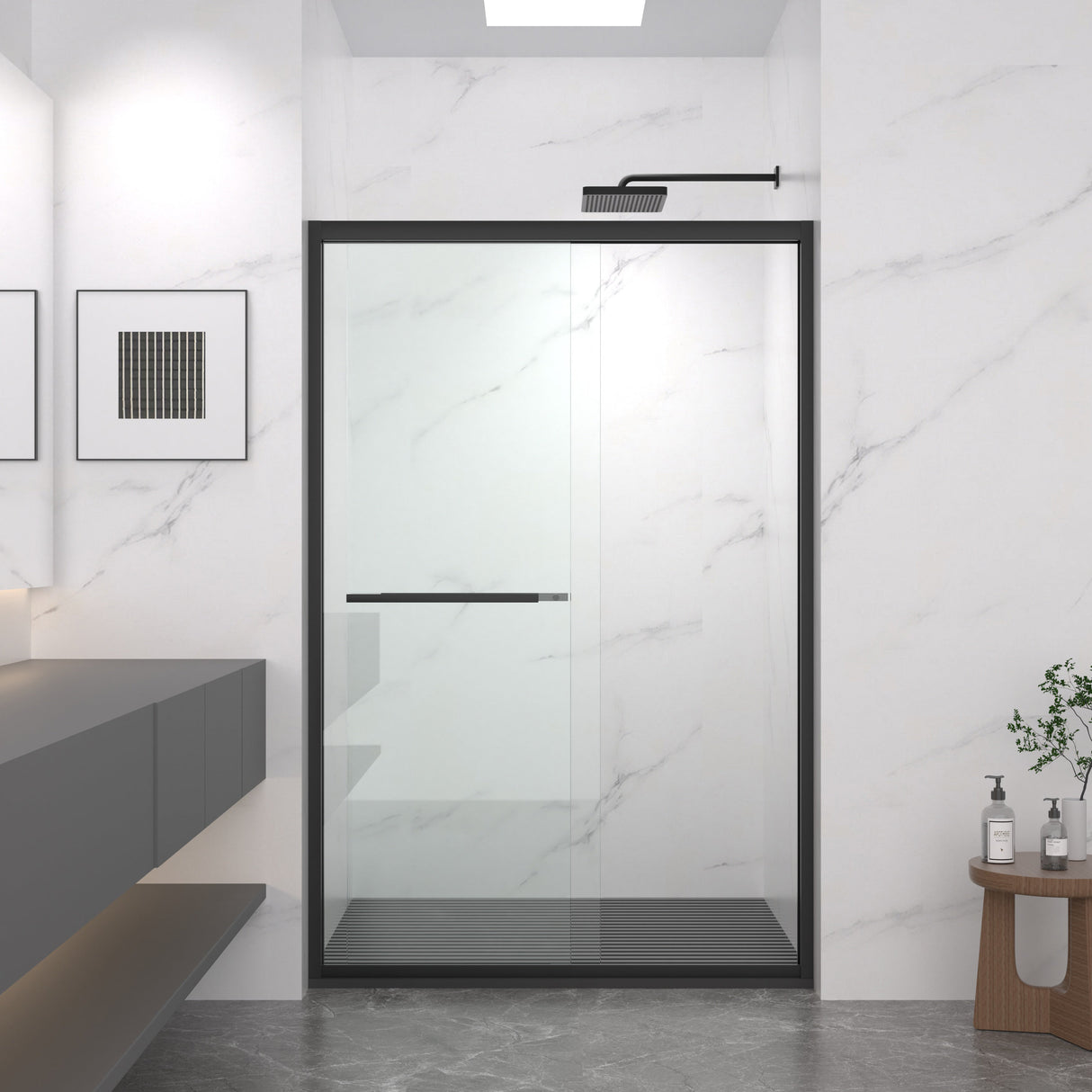 Aluminum Frame Double Sliding Shower Door