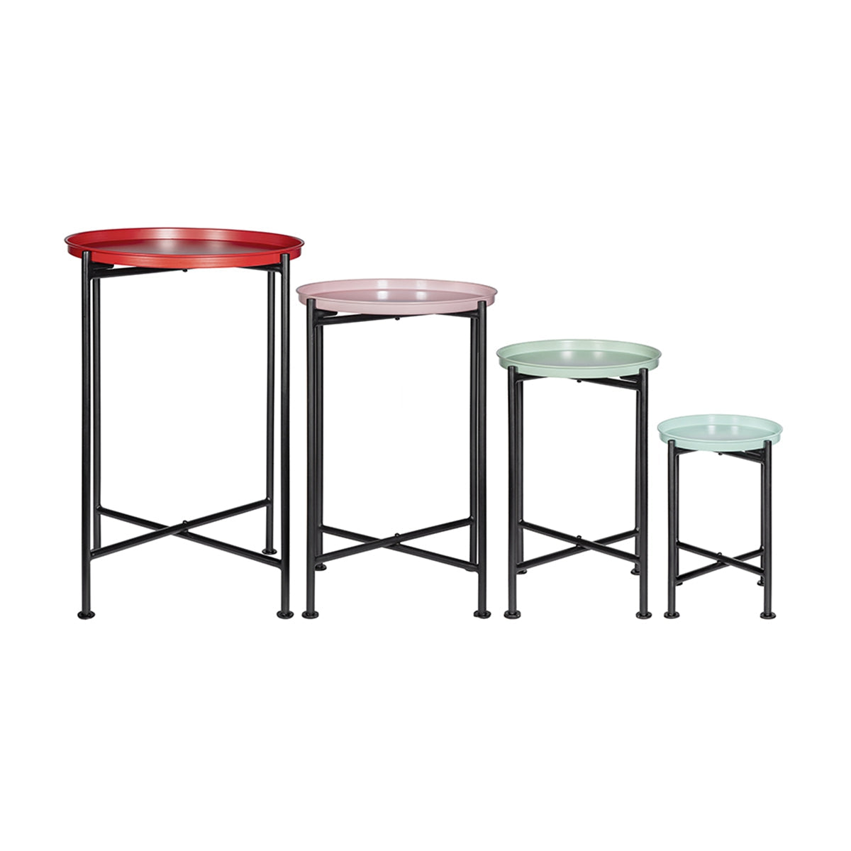 Set of 4 Multicolor Round Nesting Plant Stands