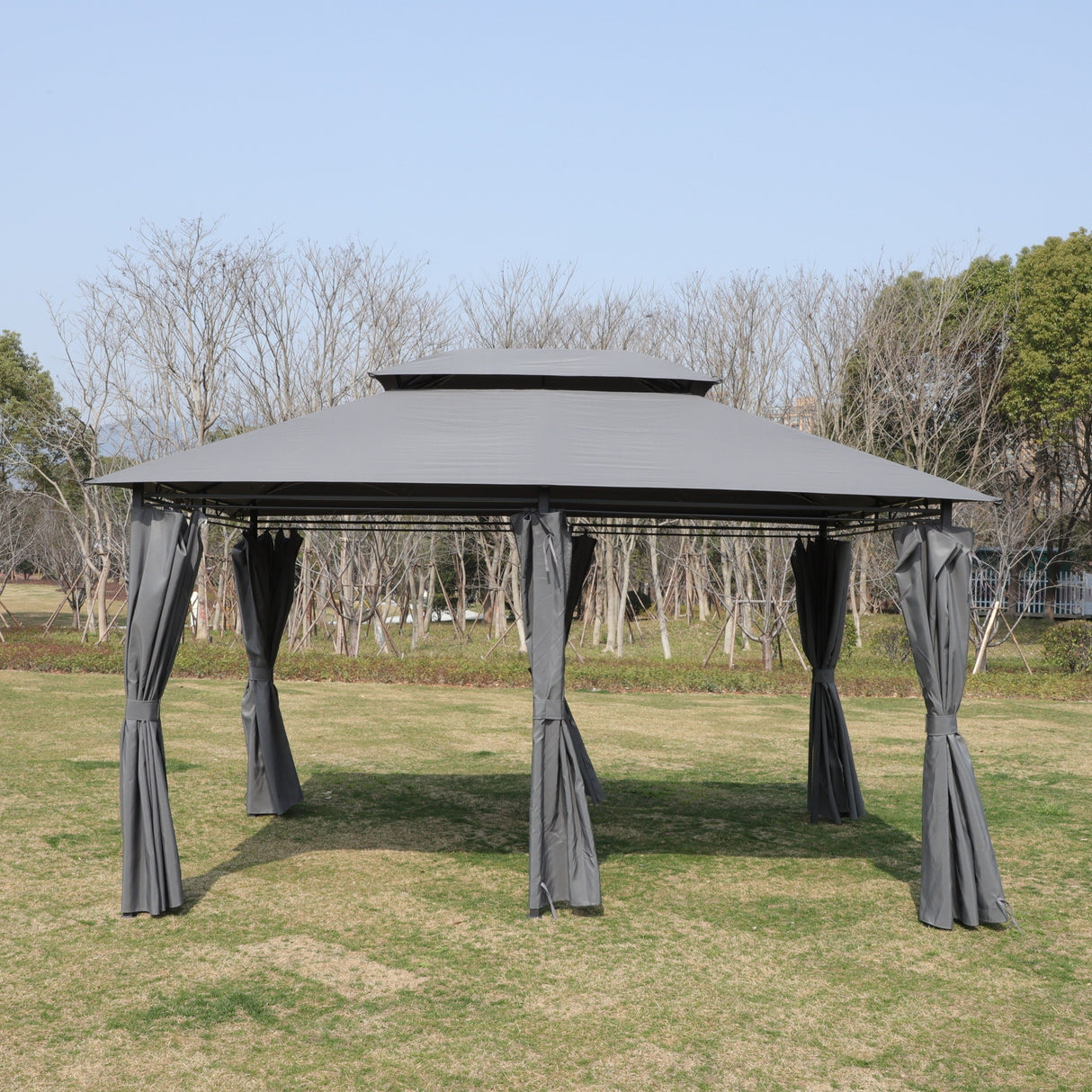 13x10 ft Outdoor Patio Gazebo Canopy Tent with Ventilated Double Roof and Side Wall