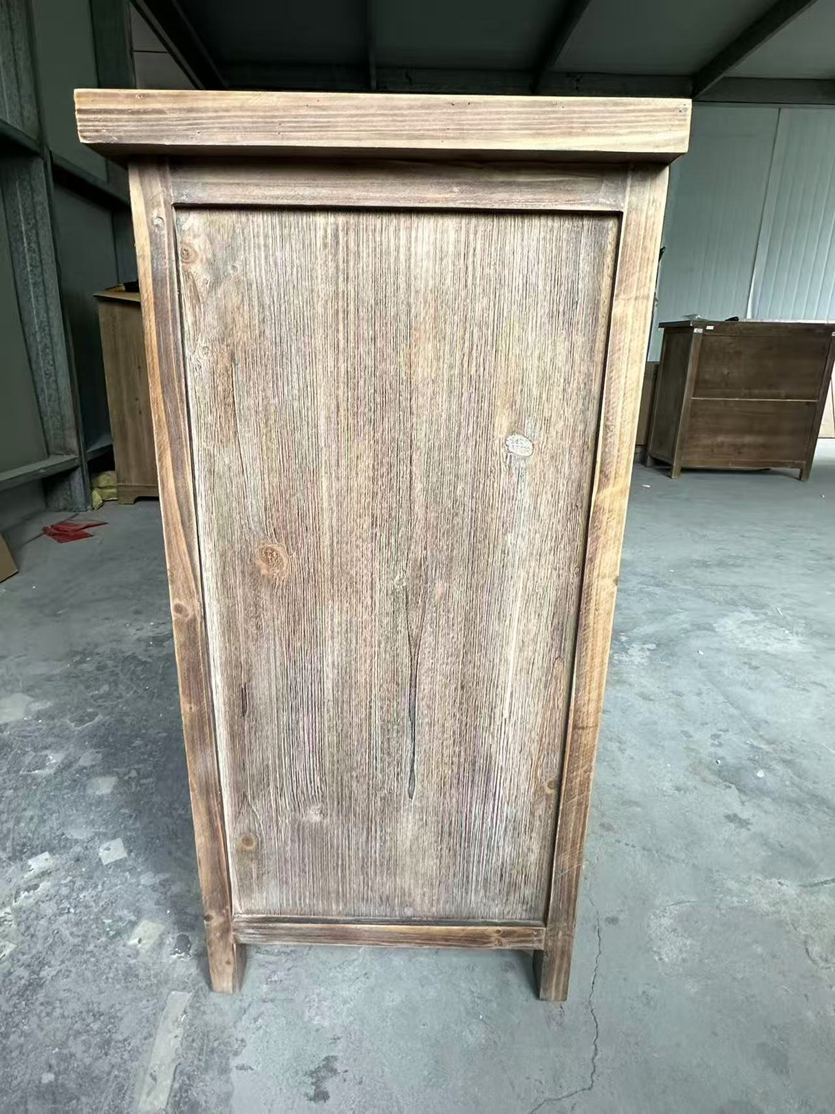 Rustic Natural Aged Brown Solid Wood Transitional Storage Cabinet – 31.89"