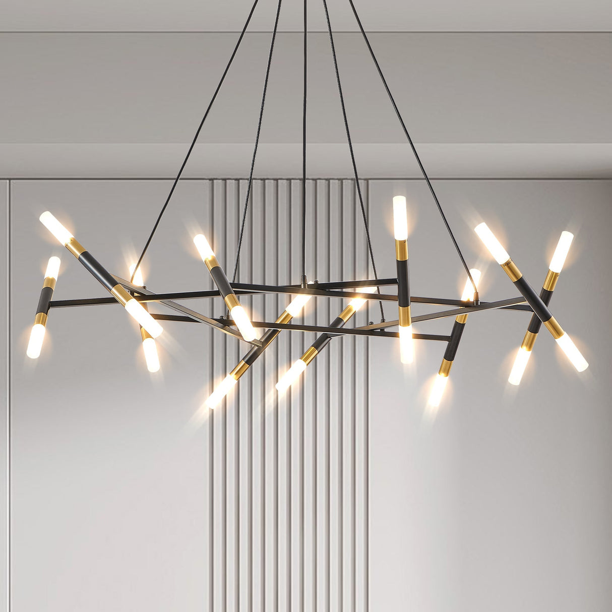 41' Black & Gold Modern Chandelier Light Fixture