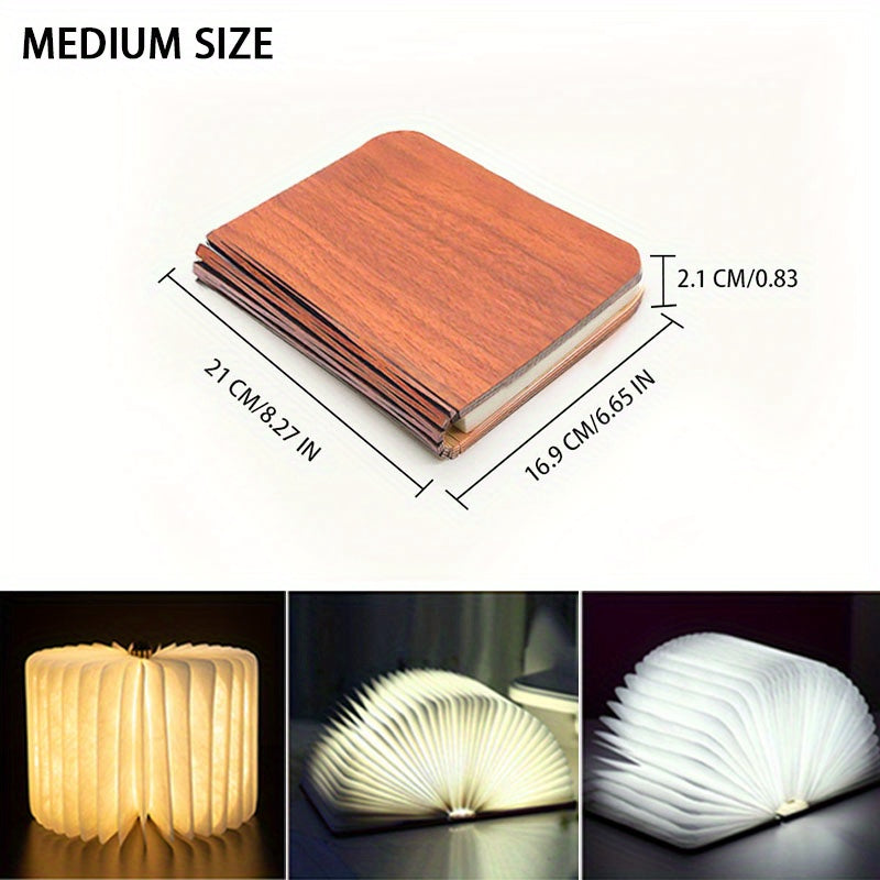 Folding Book Lamp – Rechargeable LED Bedside Light, 3-Color Portable Night Light