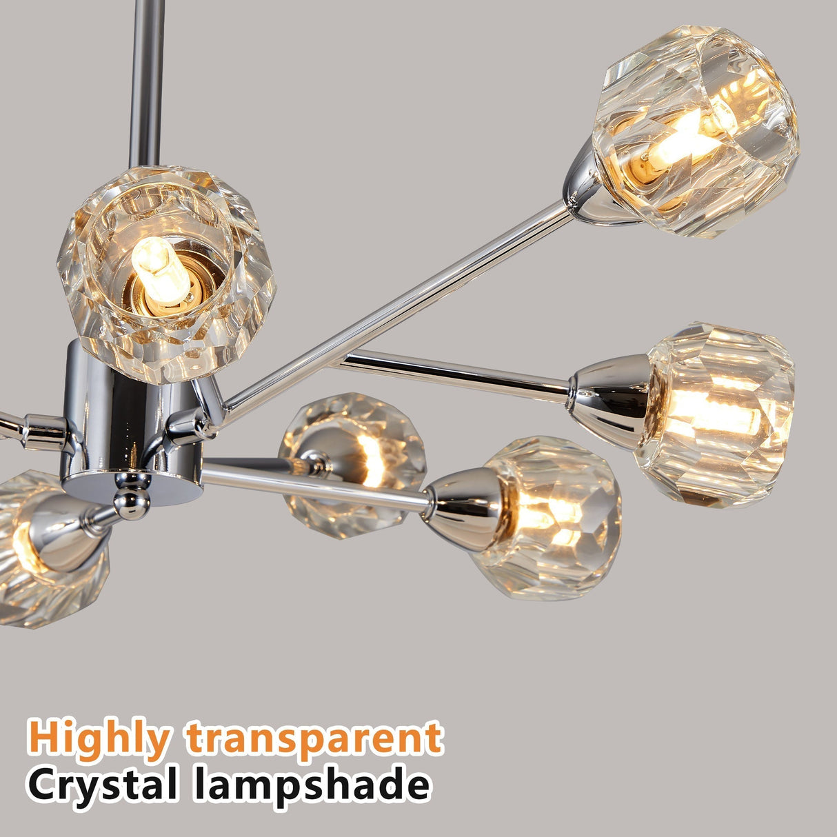 28' Modern Crystal Chandelier with 9 Lights - Chrome Finish