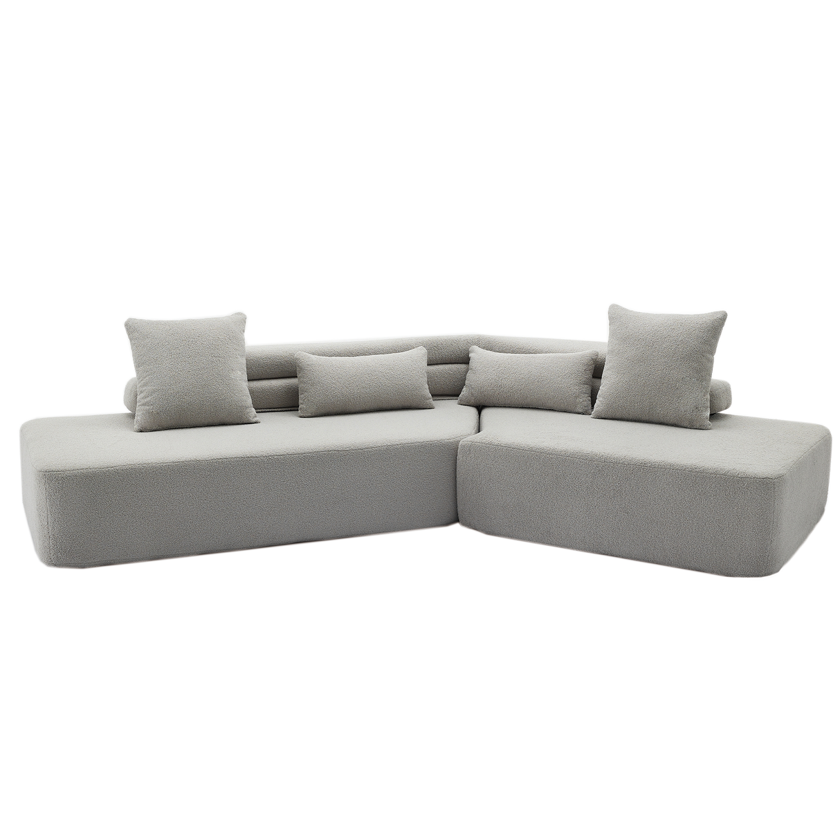 Minimalist Cloud Sectional Couch - 4-Seater in Light Gray