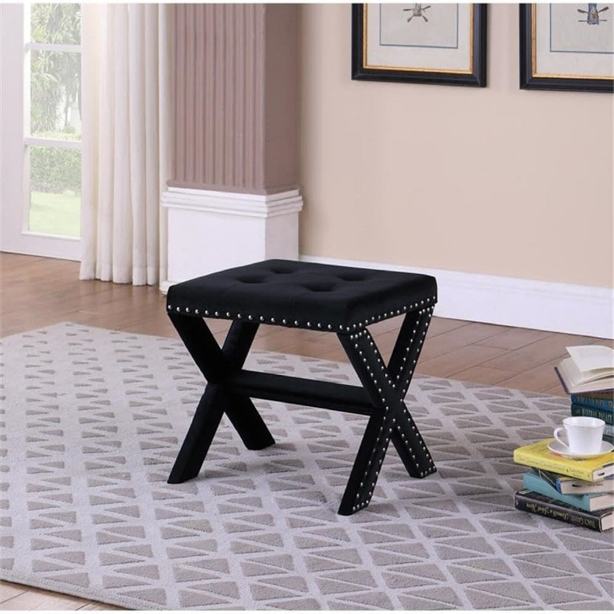 Upholstered Accent Bench With Nailhead Trim