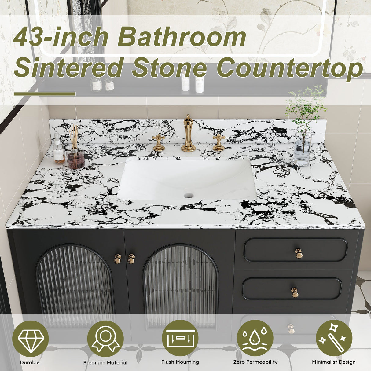 43"x22" Bathroom Vanity Top with Undermount Sink